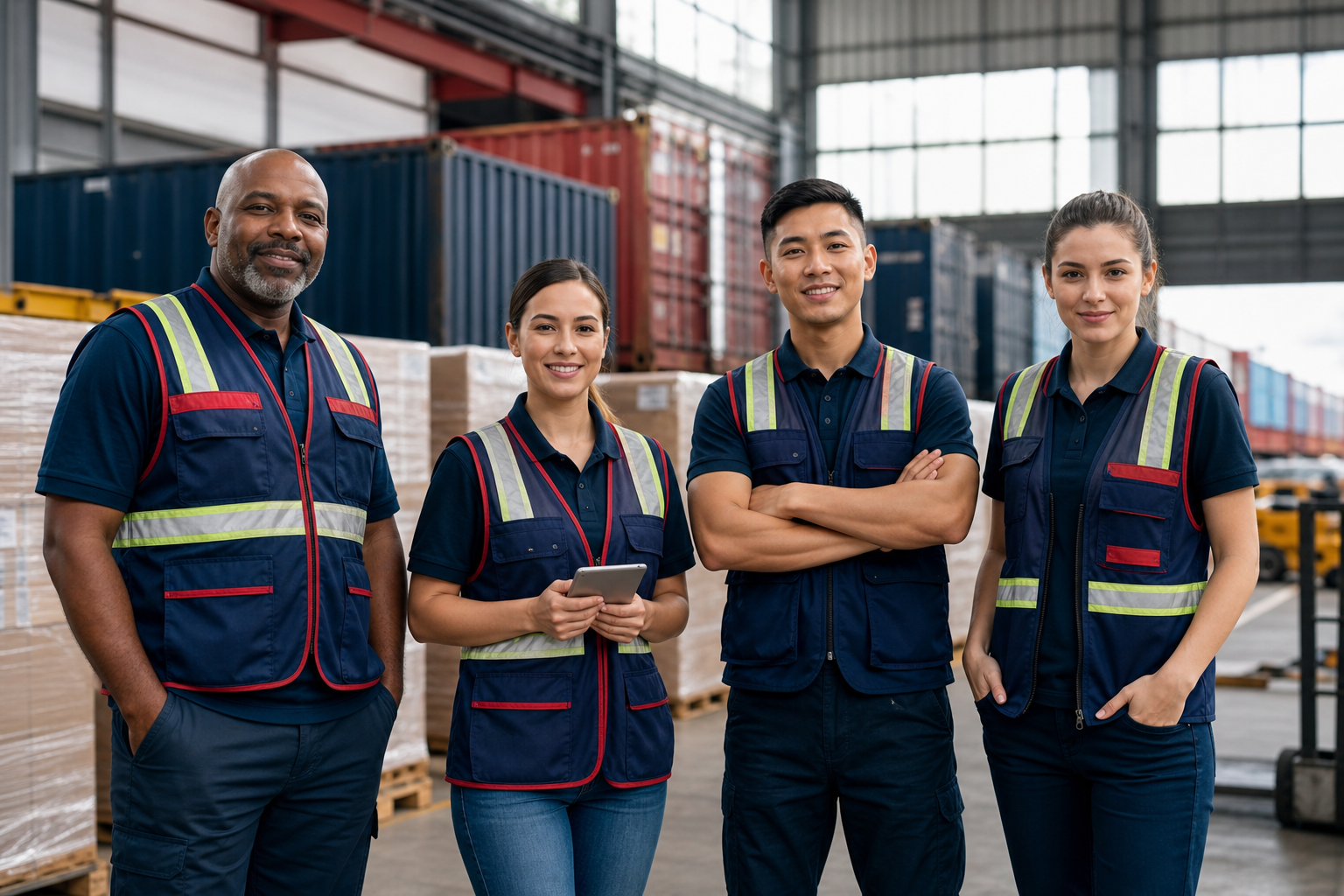 Fast Cargo logistics team in warehouse operations